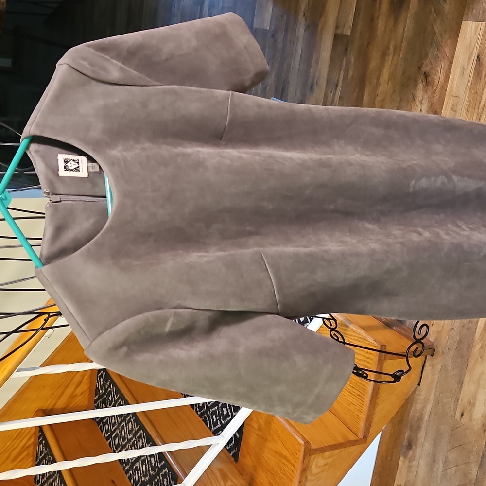 👗Anne Klein Brown/Gray Sheath Dress Short Sleeve Crew Neck - Picture 5 of 8